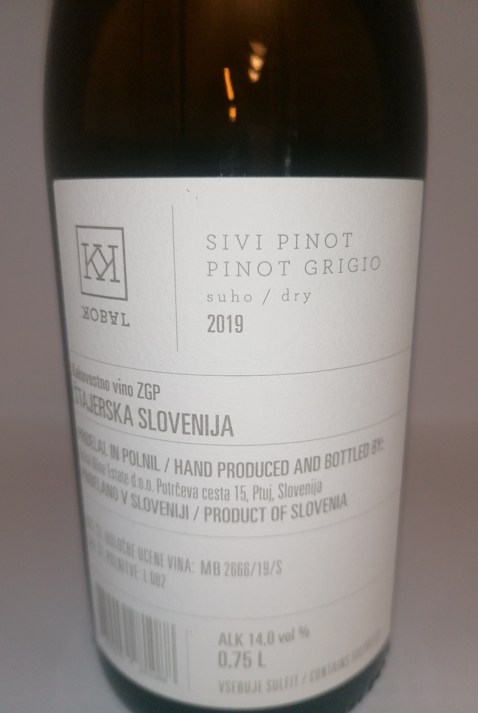 Kobal Pinot Grigio Label